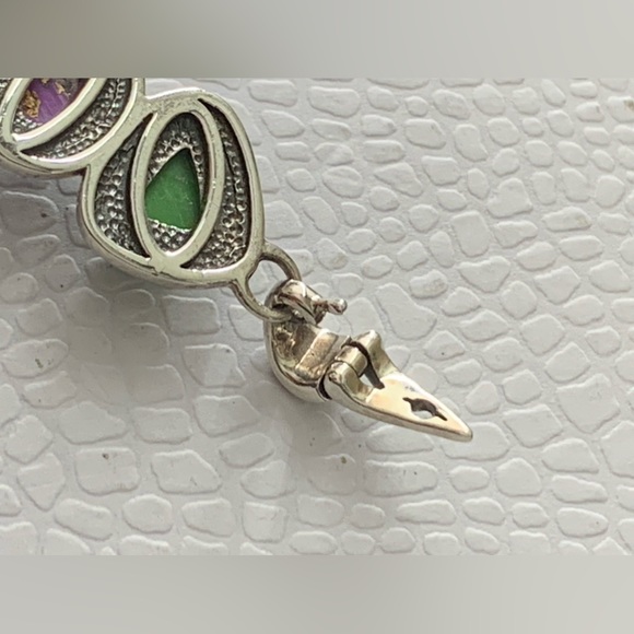 Designer NF 925 Sterling Silver Multicolor Stone Pendant  Necklace - 18” - Picture 7 of 13